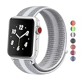 Winmy Sport Band Compatible with Apple Watch Bands 40mm 38mm, Lightweight Breathable Woven Nylon Loop Replacement Strap for iWatch Series 4 3 2 1 - White Stripe
