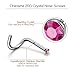 Charisma 10pcs 20G Nose Studs Bone Nose Ring Twist Stainless Steel Crystals Nose Studs Rings Bone Bar Pin Colored Piercing Jewelry, 2.0mm
