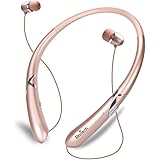 Bluetooth Headphones DolTech Retractable Earbuds Neckband Wireless Headset Sport Sweatproof Earphones with Mic for iPhone Android Cellphone (Rosegold)