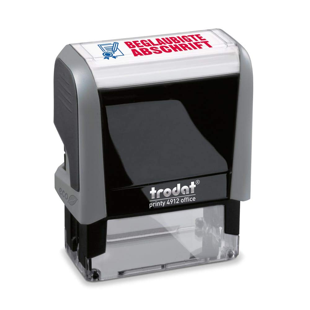 Trodat Office Printy 4912 Self-Inking Text Stamp with Text Lettering Blue/Red 47 x 18 mm
