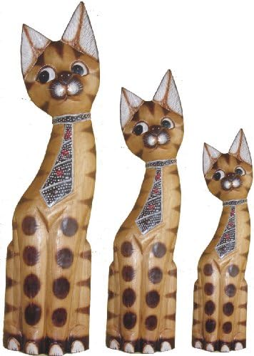 Pema Pema Bois Chat Chat Deco Set De 3 Clair Avec Cravate Derniere Logement Decoration Bois 3 Set 50 40 30 Cm Amazon Fr Cuisine Maison