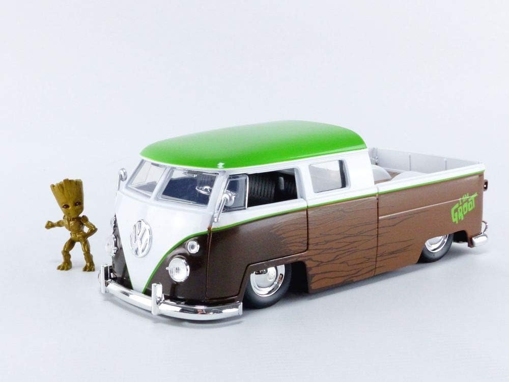 Jada Marvel Groot VW Micro Truck A Escala 1:24 Con Figura De Metal, Coche Fundido De Juguete