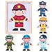 iPlay, iLearn Magnetic Wooden Dolls, Pretend Play Mix & Match It, Fun'n Cool Dress Up, Career Jigsaw Puzzle Toys, Fireman, Fridge Magnets, Educational Gift for 3, 4 Year Olds, Kids, Boys, Girls