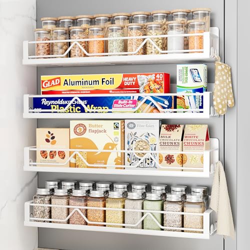 Mystozer Magnetic Spice Rack 4 Pack White