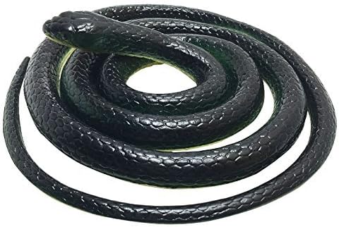 Bxstosye Realistic Rubber Black Mamba Snake 52 Inch Long,Scare Toy
