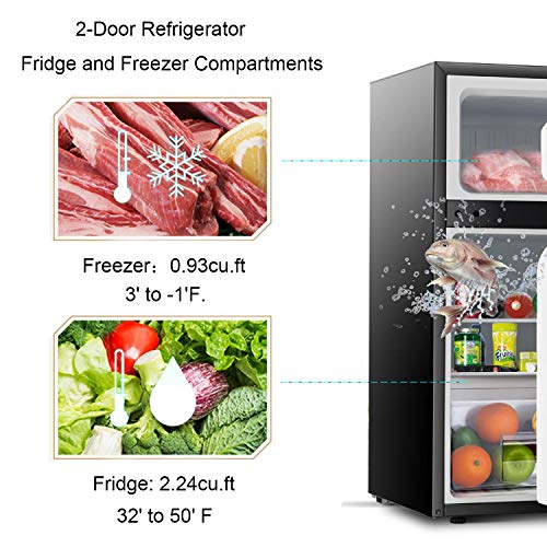 Antarctic Star Compact Mini Refrigerator Separate Freezer, Small Fridge