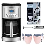 Cuisinart 14-Cup Programmable Coffeemaker Bundle with Knox 16oz Mug 2-Pack + Milk Frother and Descaler