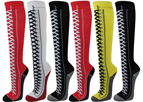 Couver Premium Quality Cotton Knee High Referee Socks 6 Assorted Pack (Youth Small, Lace-Up Boots) - Thumbnail 5