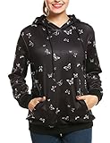 Meaneor Women's Butterfly Print Hoodie Lightweight Pullover Hooded Sweatshirts