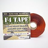 F4 Tape | Self-Fusing Silicone Tape | Emergency Pipe & Plumbing Repair | Seal Radiator Hose Leaks | Wrap Electrical Wires | Military Standard | MIL SPEC | 1" X 36' | Silicone Rubber | Red