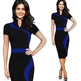 Womail Women Vintage Business Casual Party Pencil Sheath Dress (XL, Blue)