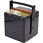 Luxshiny Japanese Bento Lunch Box Three Tiers Stack Box with Chopsticks Jubako Osechi Decorative Lunch Containers Picnic Sushi Bento Holder Case