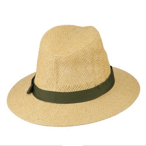 Panama Hat With Color Band - Olive OSFM