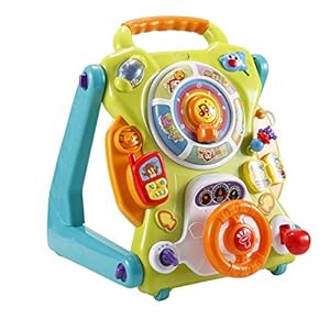 NuoPeng 3 in 1 Baby Sit-to-Stand Walker, Activity Center, Entertainment Table, Drawing Board (Yellow with Green)