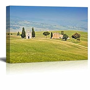 Beautiful Landscape with Cappella Della Madonna di Vitaleta in Val d Orcia Province of Siena Tuscany Italy - Canvas Art Wall Art - 12" x 18"