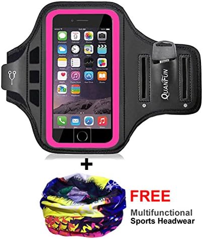 Phone Armband for iPhone 6 7 8 Plus X XS XR XSMax, Waterproof Running Sports Armbands with Extra Extension Strap Holder for Galaxy S9 S8 S7 S6 Plus, fits 4.7” to 6.5” Cell Phones - Black / Rosy Pink
