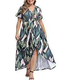 Allegrace - Vestido largo con cuello en V para mujer, talla grande