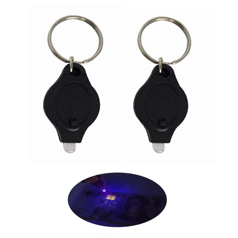 2/5 x LED Mini Torch/Keychain UV Light Banknote Fake Money Detector Keychain Forged