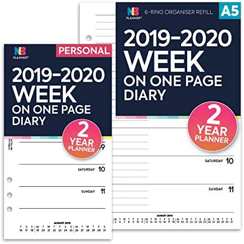 NBplanner® 2020 Week on two pages lined diary organiser refill planner insert Filofax COMPATIBLE White (Pocket: 81 x 120 mm)