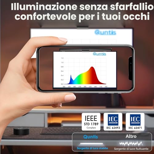 Quntis Monitor Lamp with Remote Control and Touch 40 cm, Curved Monitor Light with Automatic Dimmer and Timer, PC LED Lamp for Eye Protection for Reading Work