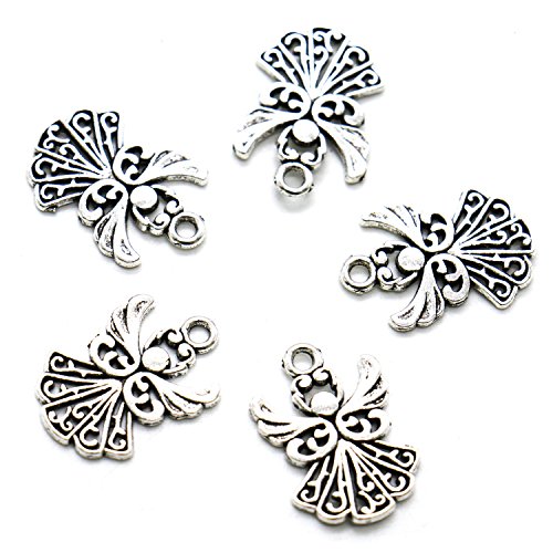 HUELE 50pcs Angel Charms Pendant, Tibetan Silver Guardian Angel for Jewelry Making, 20x14mm - Thumbnail 2