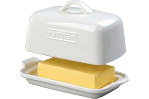 ADIVEE Large Butter Dish for 1 lb Block of Canadian Butter, Porcelain Butter Keeper Fit a Full Pound Block of Butter, Butter 