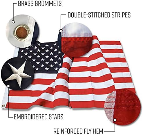 American Flag - 3x5ft Embroidered All Weather American flag, UV Protected 210D Nylon US Flag Perfect for Indoor or Outdoor Use.