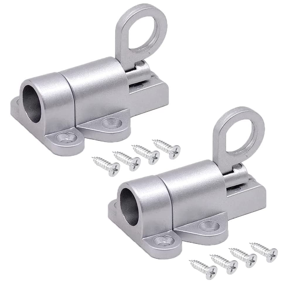 2 Pcs Spring Latch Bolt,Automatic Latch Lock,Spring Latch Lock,Automatic Spring Latch,Pull Ring Door Bolt,with Screws,Suitable for Windows,Wooden Doors,Courtyard Doors,Cabinet Doors (Silver)