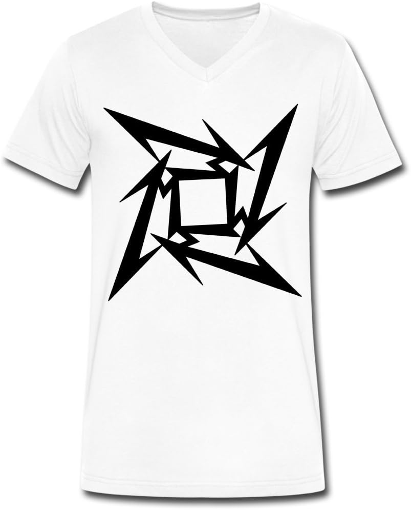 BAB Metallica Logo Art Men's White V Neck T Shirt