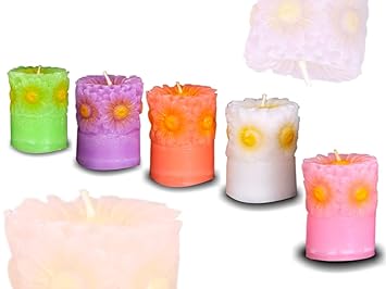 Sshakuntlay Flower Candle Set of 5 Decorative Candle/Unscented for Diwali Home Lighting