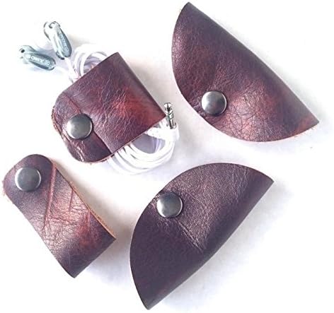 USA MADE Mottled Brown Cord Keeper Combo Pack • Set of Four Leather Cord Clams by Hatton Henry