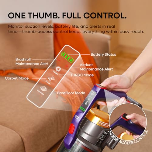 KIPMAX Cordless Vacuum Cleaner with Charging Station,50KPa 70Min 550W Stick Vacuum Cleaner for Home, Aromatherapy Anti-Tangle Self-Standing Lightweight Handheld Vacuum for Pet Hair/Carpet/Floor X20Pro