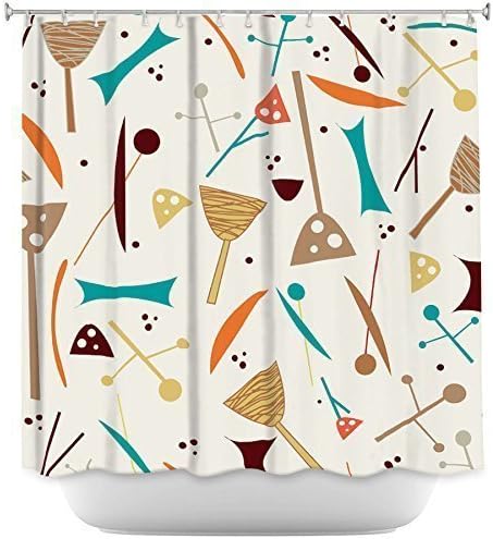 Designs Bathroom Mildew and Wrinkle Resistant Shower Curtains by Nika Martinez - Mid Century Hero Cream 66X72