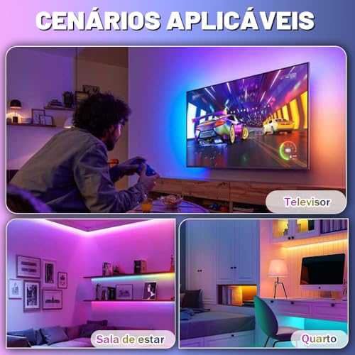 Fita Led Inteligente, Com Câmera, Sensor AR para Capturar Cores, Com Controle Remoto e Controle por APP, Fita de Led Inteligente, Led Inteligente, Fita de Led Rgb, Led Rgb para Tv