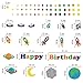 decalmile Outer Space Wall Decals Planets Rocket Spaceship Stars Wall Stickers Space Theme Birthday Party Decoration Baby Nursery Kids Room Wall Decor (Happy Birthday)
