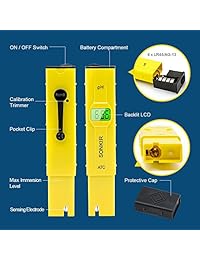 Sonkir PH Meter, probador de pH digital comprobador de calidad del agua para agua potable, piscinas, acuarios, hidropónicos, función ATC, 0,1 de precisión, pantalla LCD retroiluminada (pH Meter)