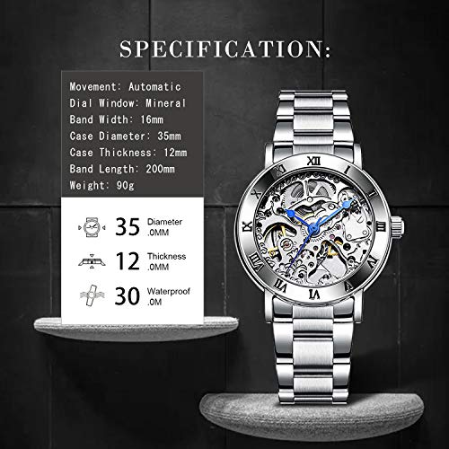 Gute IK Women's Automatic Watch, Steampunk Self Winding Mechanical