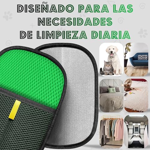 RUBALN®️Quita Pelos Mascota,Manopla Quita Pelos Mascota Guante+Gancho Colgador de Regalo Quita pelos Perro Gato, Removedor de Pelo Mascota, Guante Reutilizable .Uso Diario. (Verde)