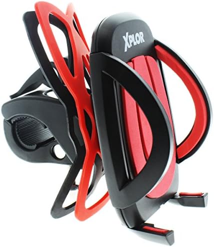 Bike Phone Mount Bicycle Holder, Universal Cradle Clamp for IOS Android Smartphone, with Quick Release Button, Rotates 360 Degrees, 2 Rubber Straps