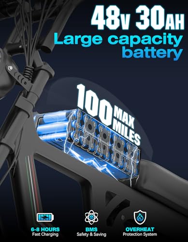 Electric Bike for Adults, 2500W Peak Motor, Up to 53 KM/H & 160KM, 20" Fat Tire Off-Road Ebike, 1104Wh Removable Battery, Electric Dirt Bike for Adults, Storage Box, NFC Unlock 7-Speed Full Suspension