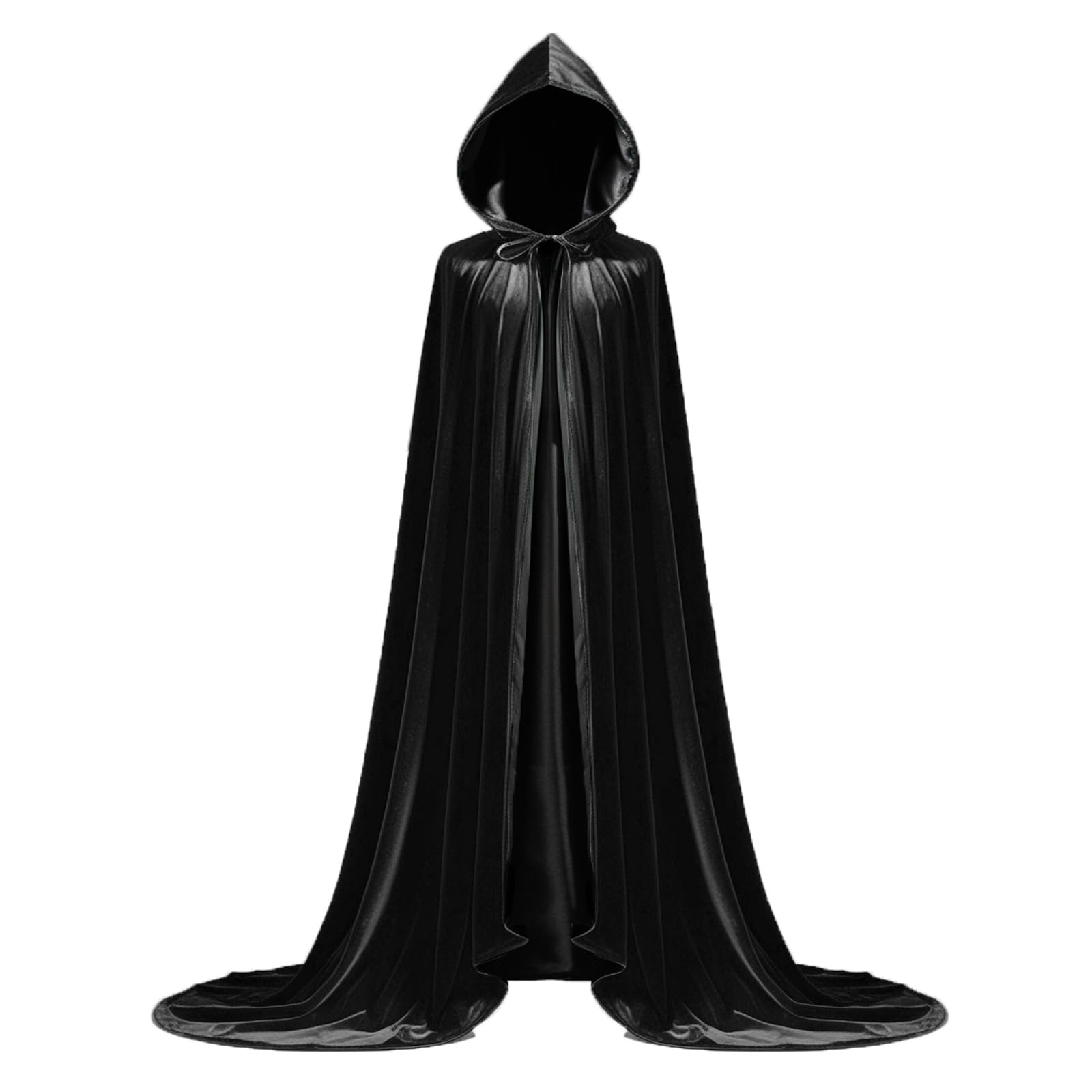 Photo 1 of AHLPO Velvet Hooded Cloak Unisex Cape with Hood Halloween Party Cosplay Costume Witch Robe Cloak Vampire Cape for Men Women
