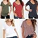 FUNOC® Women's Casual Short Sleeve V-Neck Loose Pocket Tank Top Tee T-Shirt