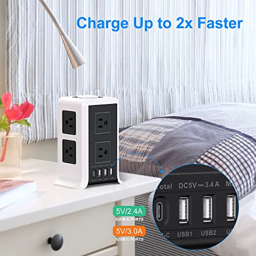 Extension Cord with Multiple Outlets, Power Strip Surge Protector 8 AC