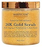 24K Gold Body Scrub and Facial Scrub from Majestic Pure, 8.8 Oz - Ancient Anti Aging Body and Face Scrub Formula Helps Bringing Youthful Radiance