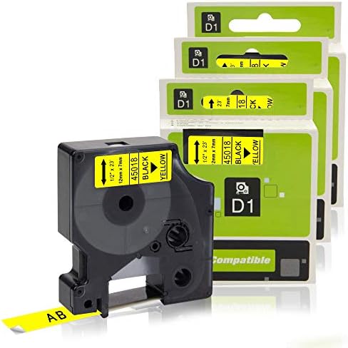 3X Labelwell 0.47 12mm Compatible Label Tape Replacement for Dymo 45018 S0720580 Black on Yellow for Dymo LabelWriter 450 Duo Turbo LabelManager 160 280 260P 360D 500TS MobileLabeler Label Makers