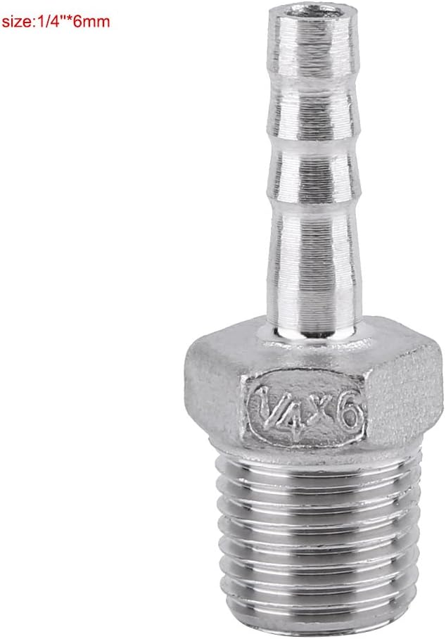 Roestvrijstalen Slangpilaar, Slangpilaar, Roestvrij Staal SS304 Buitendraad Pijpfitting Barb Slangtuleconnector BSP 1/8 ~ 3/4(1/8*6mm