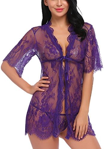 Pintimi Women Lingerie Patchwork Sleepwear Lace Babydoll Strap Halter Chemise