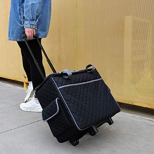 Everything Mary Sewing Machine Rolling Carrying Case, Black Quilted