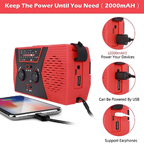Jzenzero Emergency SOS Alarm Weather Radio Hand Crank Solar Power LED Flashlight Outdoor Tool Green