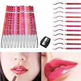 lip liner Luckyfine Ultra Pro Beauty Products 12 pcs makeup Professional Waterproof Lipliner Pencil Set with Pencil Sharpener for Colored Pencils